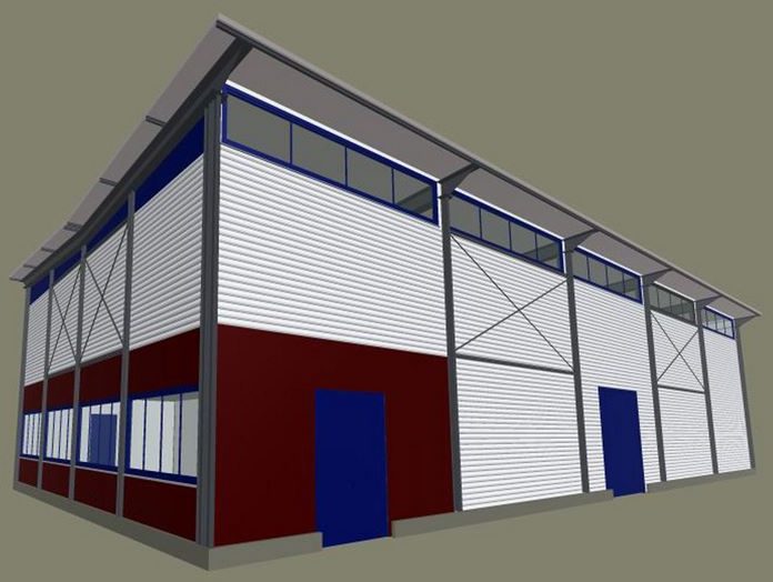 Visualisierung der Mehrzweckhalle mit Eingangsseite